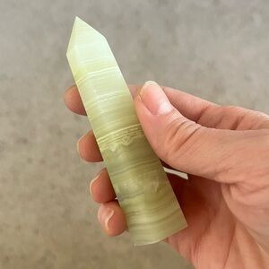 Green Calcite Tower | Green Onyx Natural Stone Crystal Point Obelisk Wand